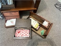 Flat of 4 Wooden Hankie Boxes Filled with