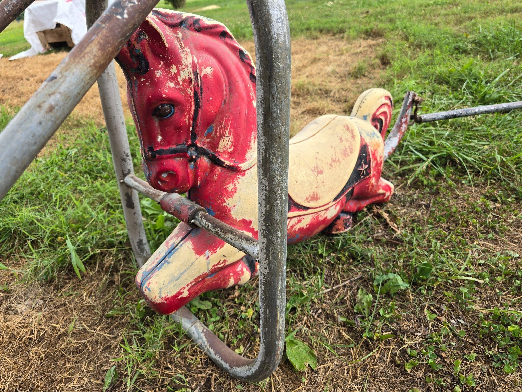 Vintage Playground Red Horse Swing