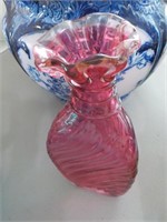 Hand blown 8" Cranberry vase FOYER