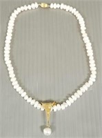 Pearl necklace with 14K diamond & pearl