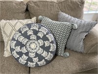 4 Grey Toned Decorative Throw Pillows