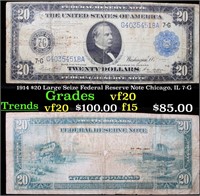 1914 $20 Large Seize Federal Reserve Note Chicago,