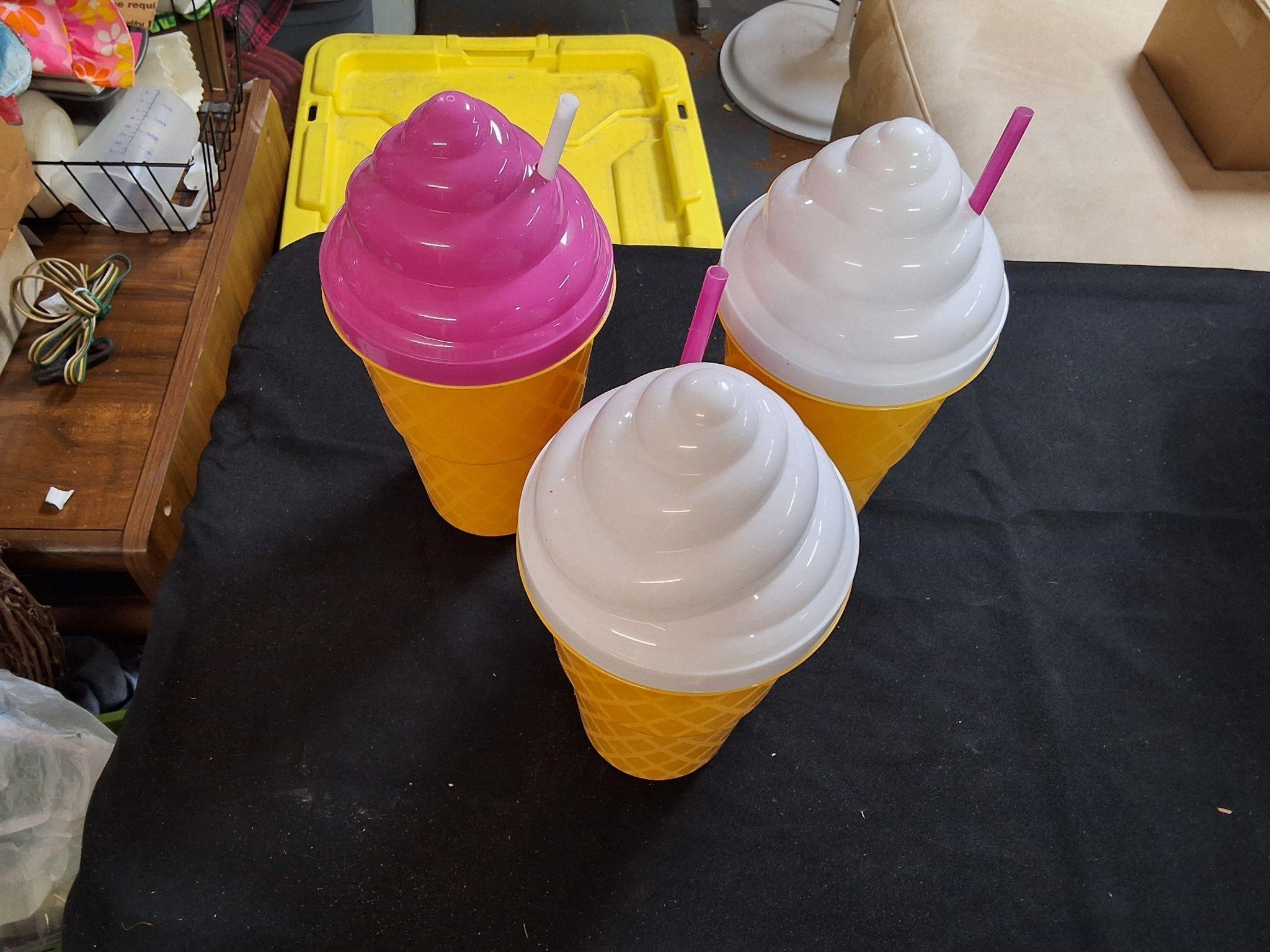 3 large cone cups