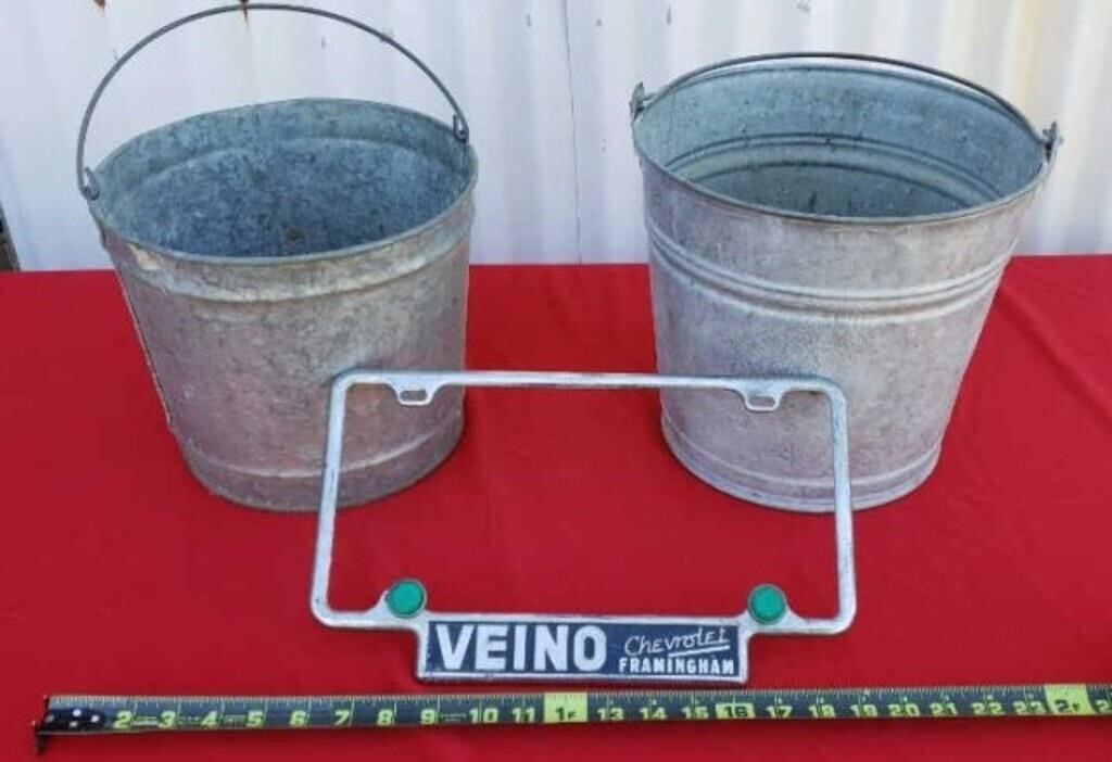 Galvanized Pails, License Plate Frame