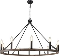 Wagon Wheel Chandelier, 12-Light 38.2 Inch