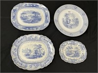 Blue & White Transferware Platters & Charger