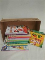 Group of Disney books with color books and