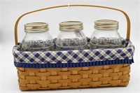 2003 Longaberger Blue Ribbon Basket w/Jars,