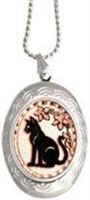 Copper Reflections Oval 1.5" Locket - Sitting Cat
