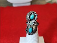 Vintage Ring .925 and Pale Blue Stones size 3 1/2
