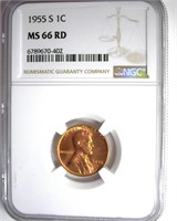 1955-S Cent NGC MS66 RD