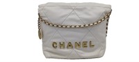 CC White Quilted Leather Small Pouch Bag