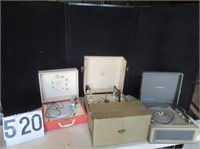 3 Vintage Record Players