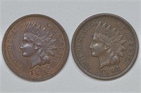 1891 and 1892 Indian Head Cents