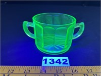 Green Uranium Glass Sugar Bowl