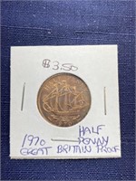 1970 half penny Great Britain coin