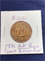 1970 half penny Great Britain coin