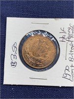 1970 half penny Great Britain coin