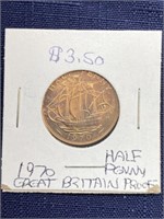 1970 half penny Great Britain coin