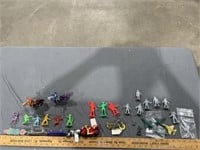 Vintage toy lot, plastic soldiers, tech deck, and