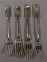 Four various sterling silver forks