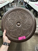 ROUND CARVED WOOD INDIAN PANEL