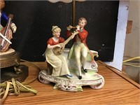2 ANTIQUE TABLE LAMPS  - VICTORIAN PEOPLE