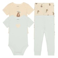 4-Pc Pekkle Babies 3M Set, Short Sleeve Bodysuits