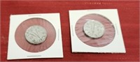 (2) 1945 Canadian 10 cent coins. V-Day.