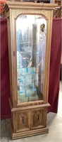 Nice Oak Vintage Lighted Curio Cabinet w/ 3 Glass