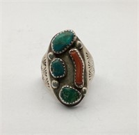 Silver ring w/stones- 17.13 grams