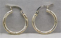 Sterling Silver hoop earrings, with diamond cut