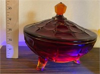 Indiana Glass Amberina Candy Dish