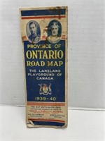 1939-40 Province of Ontario Road Map