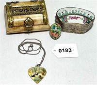 Vintage Trinket Box Necklace Miniature Egg Lot