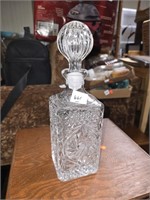 Tall Square Base Cut Glass Crystal Decanter