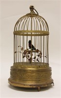 German Automaton Singing Bird in Brass Cage