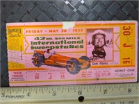 Indy 500 42nd Race 1958 Ticket