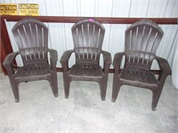 3 plastic outdoor chairs
