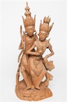 Balinese Carved Wood Shiva, Parvati & Nandi Image