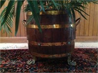 Vintage Brass Strap Wooden Barrel - 10B