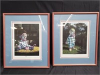 Pair of clown lithographs