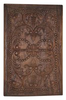 Large Antique Carved Wood Panel
