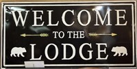 Welcome To The Lodge Metal Sign; 36x18