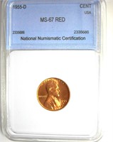 1955-D Cent MS67 RD LISTS $550
