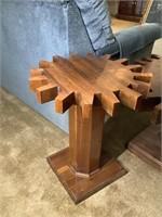 22” tall swivel top custom made wooden end table.