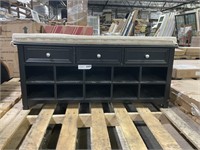 10 CUBBI HOLE, 3 DRAWER CHEST W CUSHION, BLACK