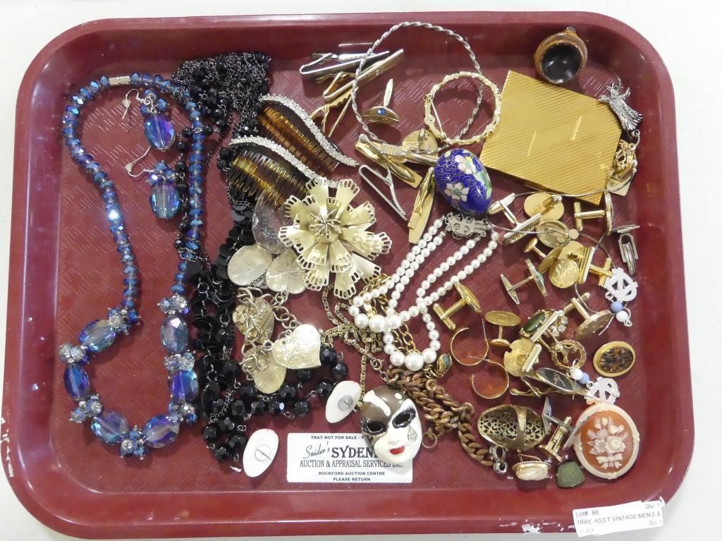 TRAY: ASS'T VINTAGE MEN'S & LADIES JEWELRY