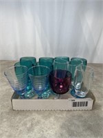 Blue, Turquoise and maroon drink tumblers