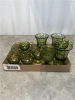 Imperial glass olive green colored glassware
